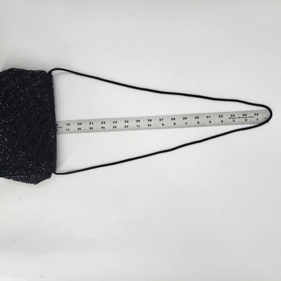 Bonwit Teller Vintage Beaded Evening Bag Long Strap‎ Crossbody Black - Picture 10 of 14